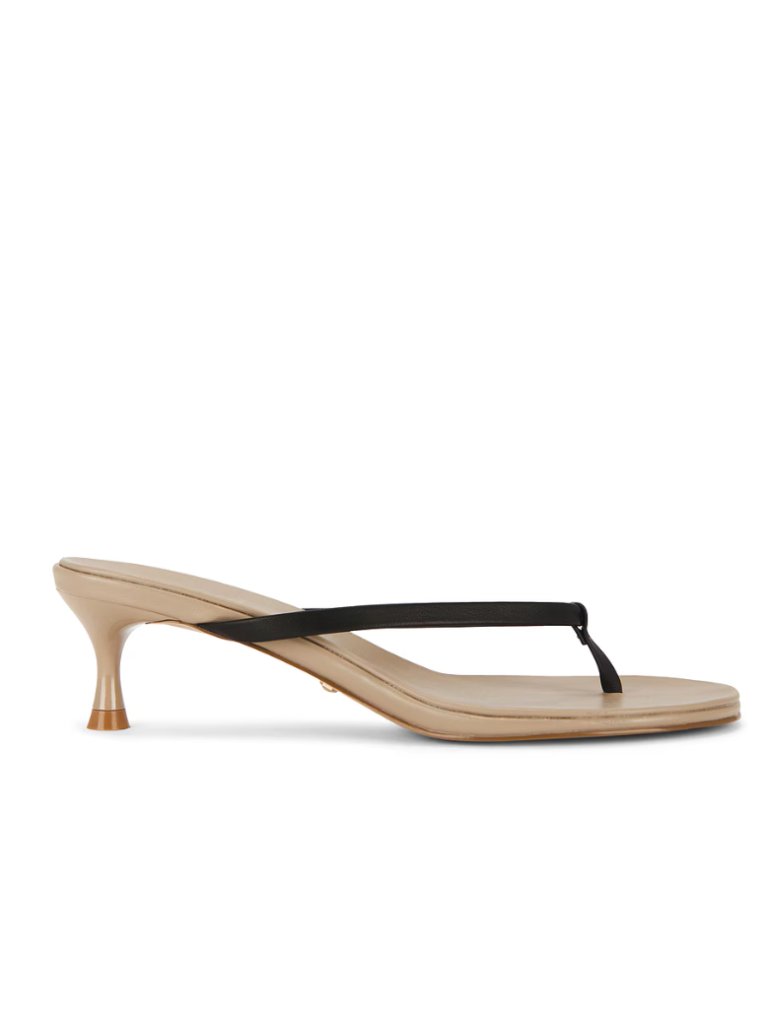 Raye Kimme Sandal In Taupe Cream Tan Leather Heeled Thong Flip Flops Heels 5.5